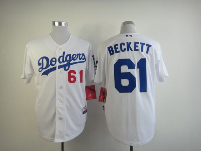 Men Los Angeles Dodgers #61 Beckett White MLB Jerseys